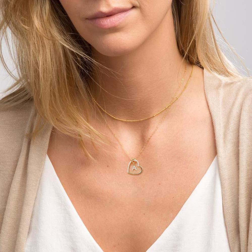 Heart Initial Necklaces for Women Teen Girls - a - Z Necklace Gift